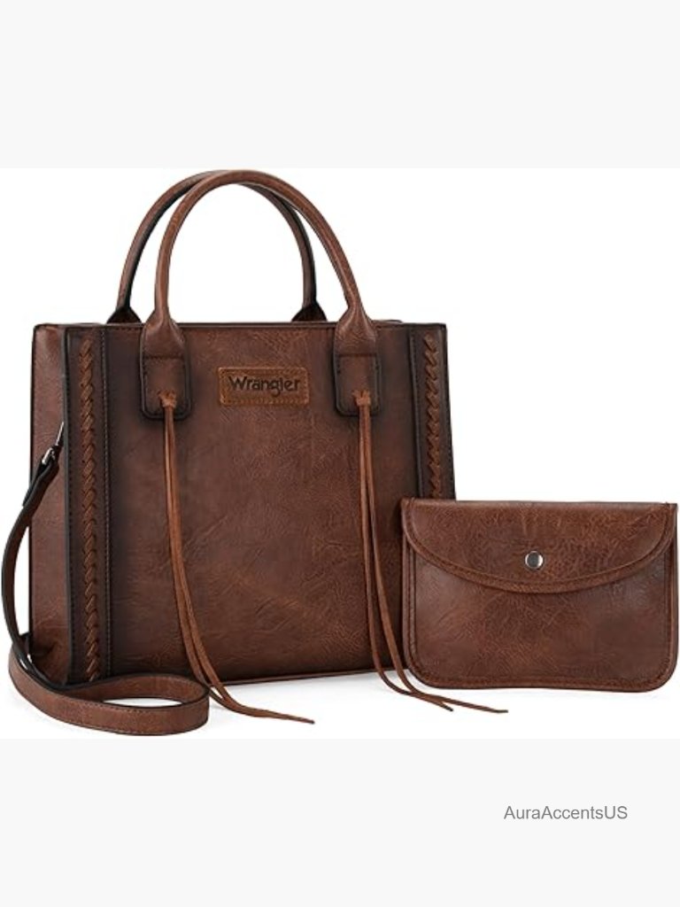 Vintage Hair-On Tote Purse And Wallet Set With Detachable Strap